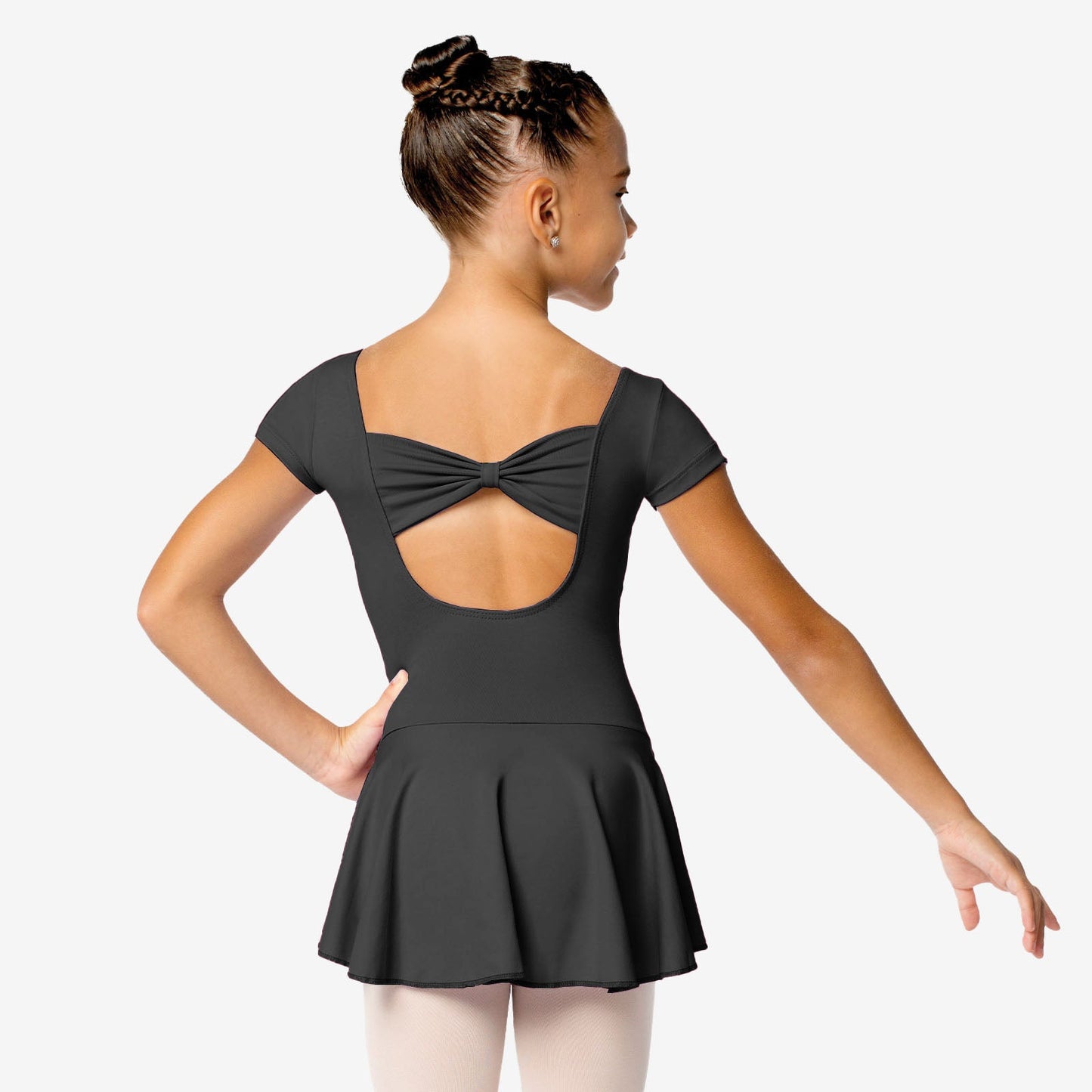 The Christabel - SL122, Child Cap Sleeve Dress Leotard with Bow on Back is part of the Só Dança range of Leotards & Unitards. See more details and sizing information here.