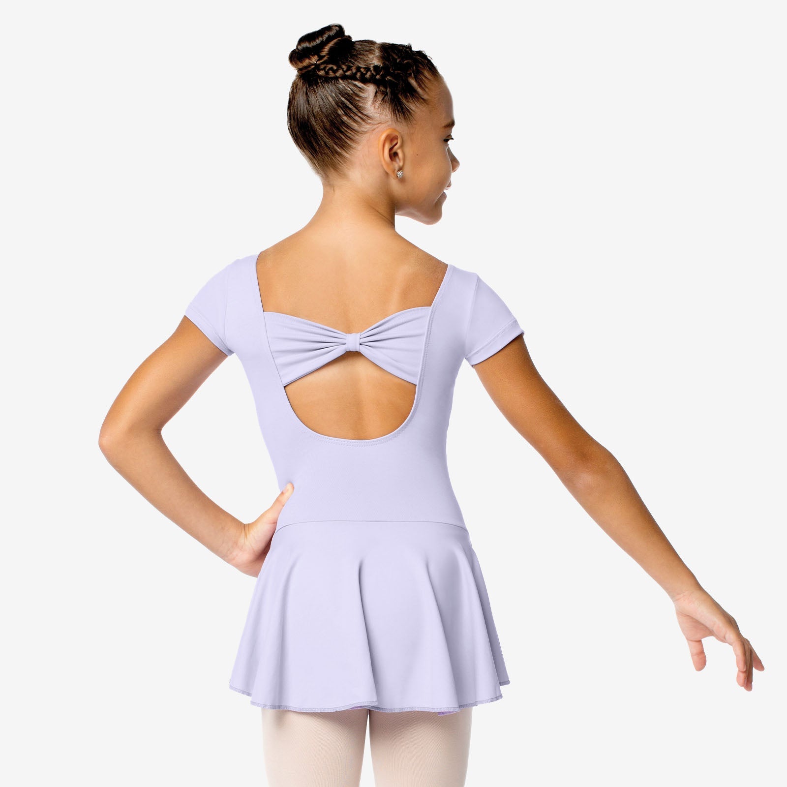 The Christabel - SL122, Child Cap Sleeve Dress Leotard with Bow on Back is part of the Só Dança range of Leotards & Unitards. See more details and sizing information here.