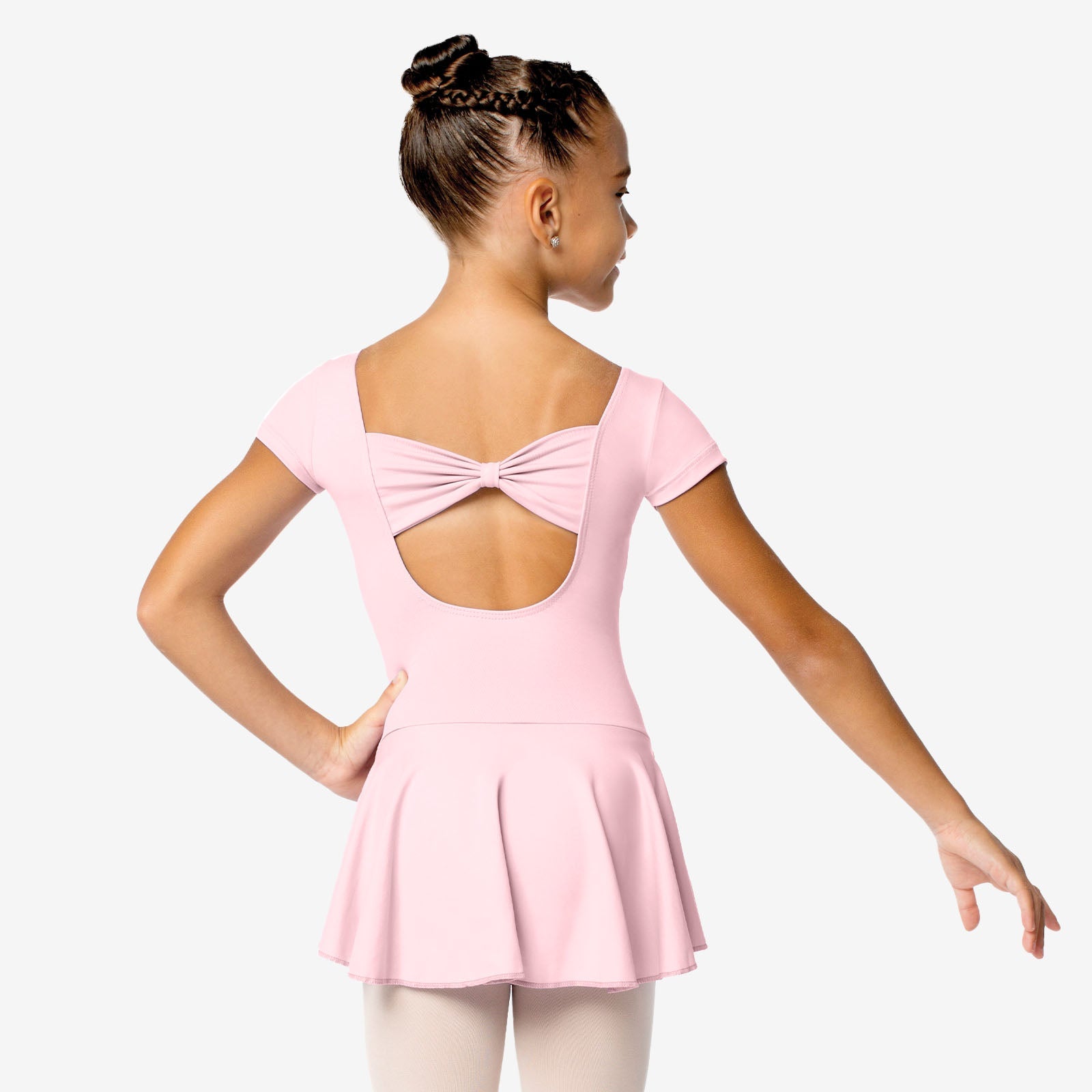 The Christabel - SL122, Child Cap Sleeve Dress Leotard with Bow on Back is part of the Só Dança range of Leotards & Unitards. See more details and sizing information here.