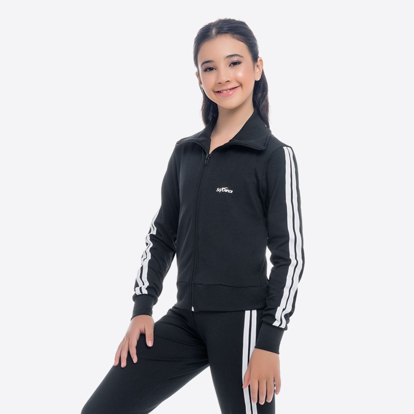 The Hay Kid's Jacket - SL161, Warmup Jacket with Stripes is part of the Só Dança range of Shirts & Tops. See more details and sizing information here.