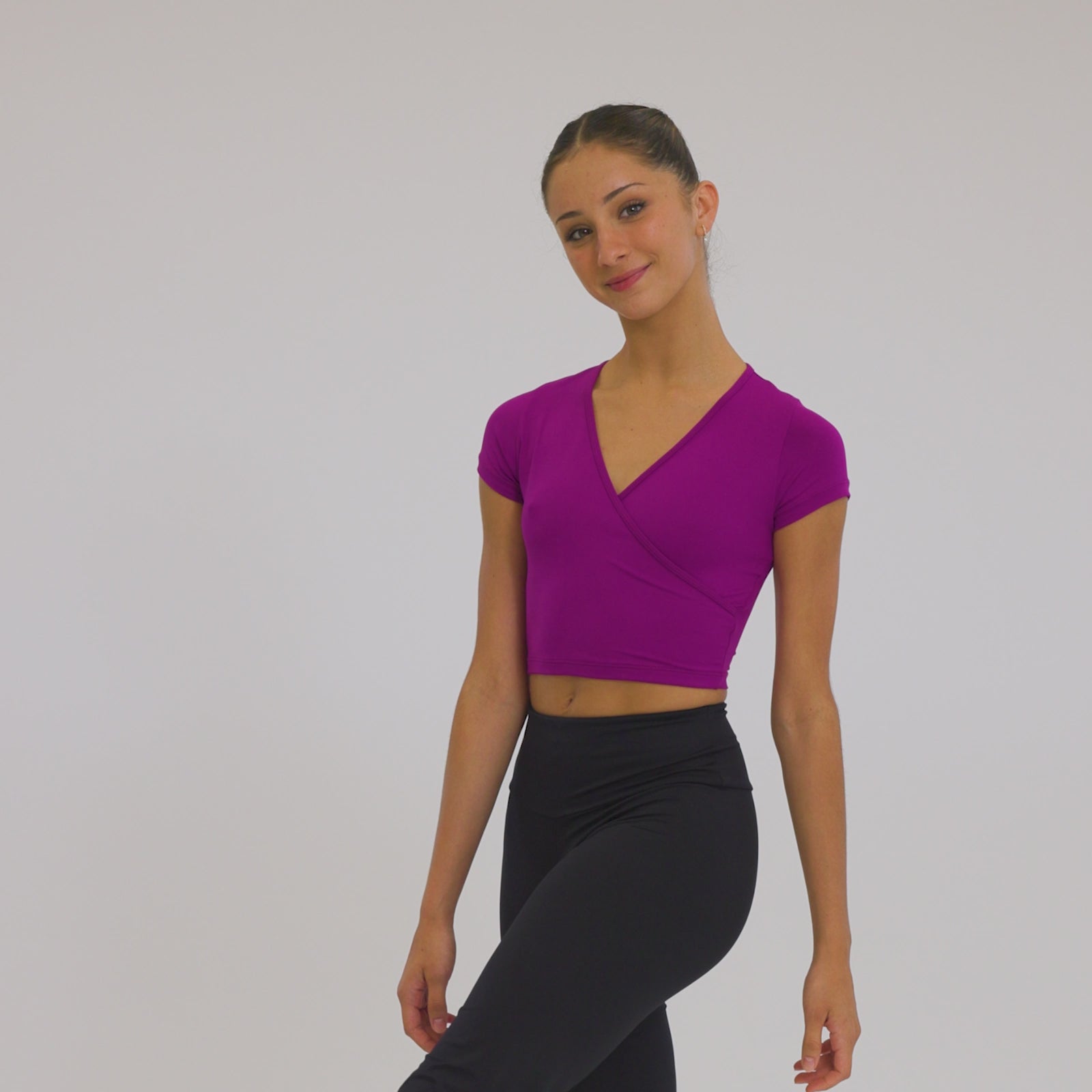 The Ember Top - SL205, Adult Mock Wrap Top with Short Sleeves is part of the Só Dança range of Shirts & Tops. See more details and sizing information here.